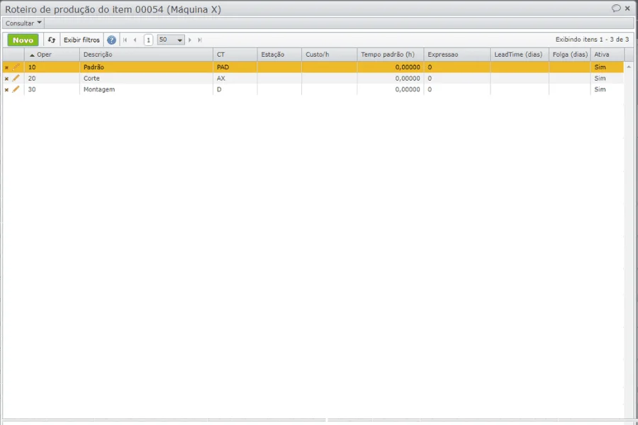 roteiro de produção funcionalidade engenharia