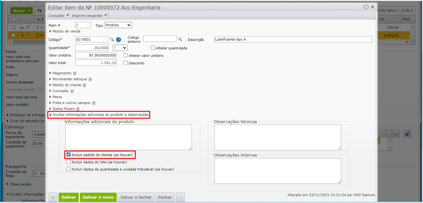 Como incluir o pedido do cliente e item do pedido na NF-e? - Maxiprod