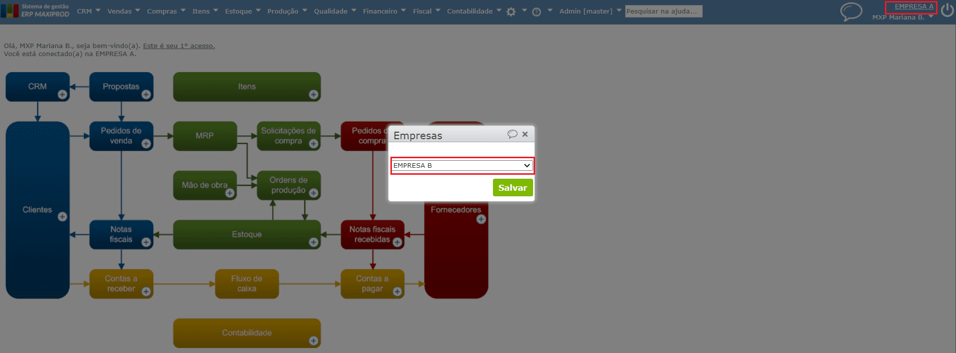 selecionar EMPRESA B