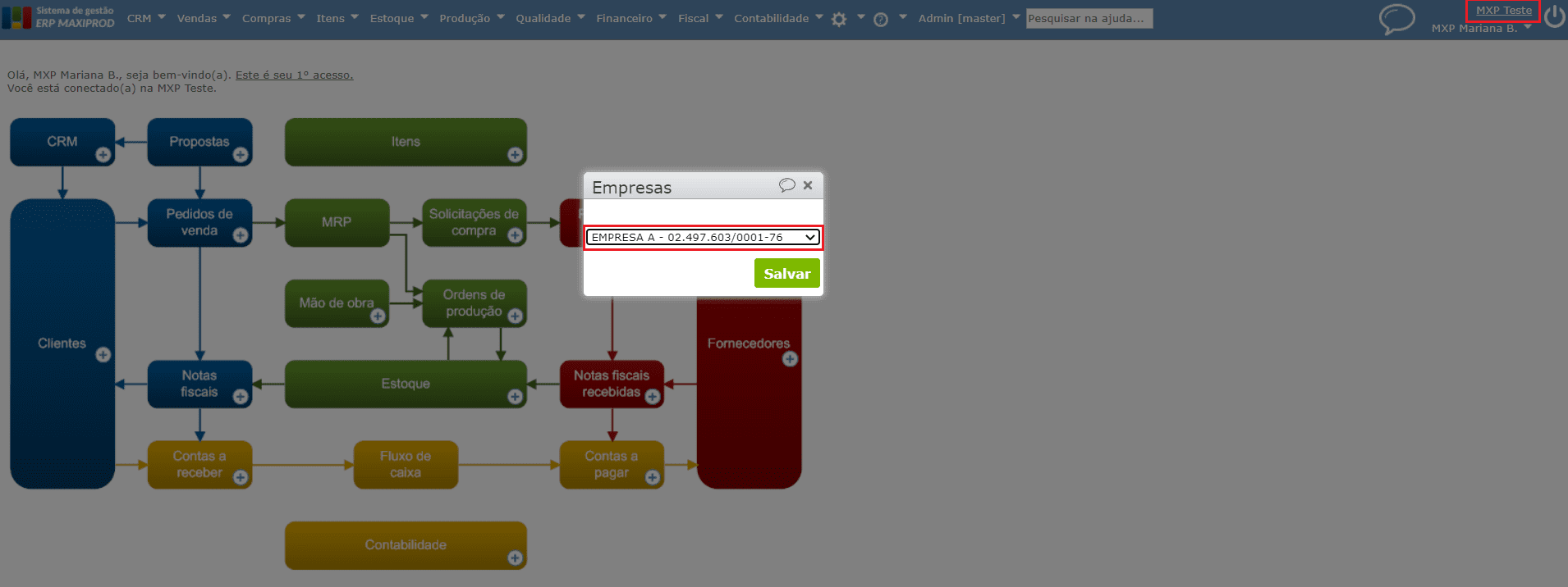 selecionar EMPRESA A