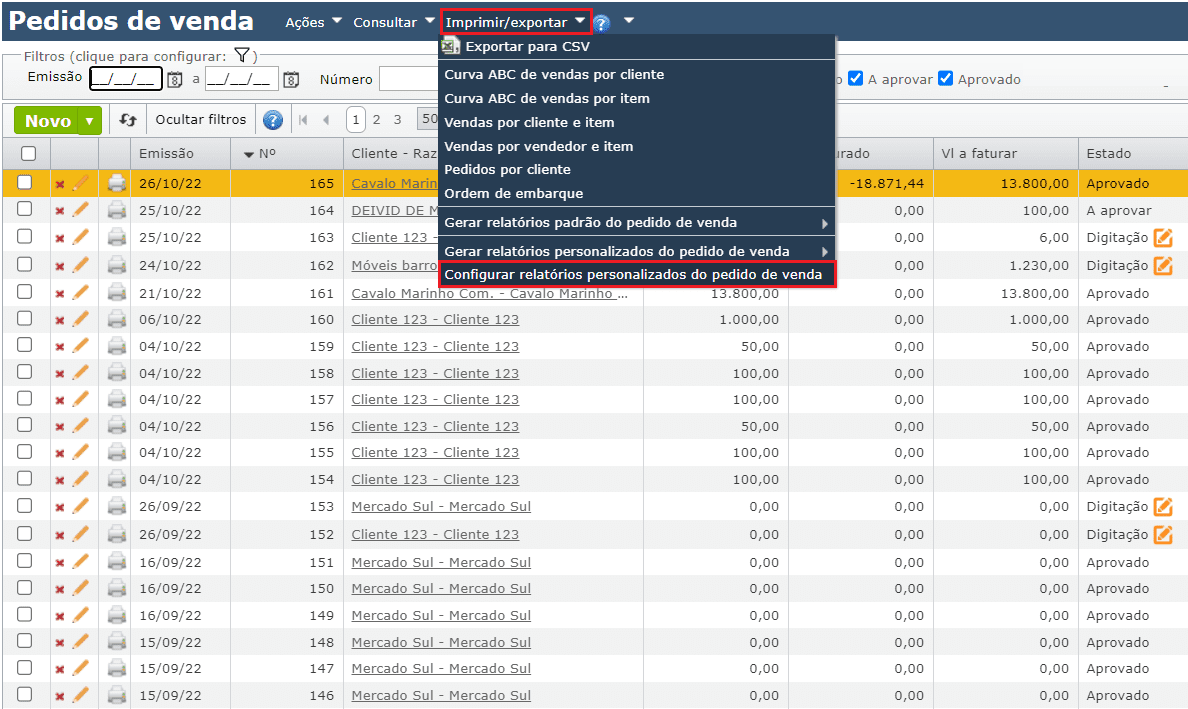 Configurar relatórios personalizados