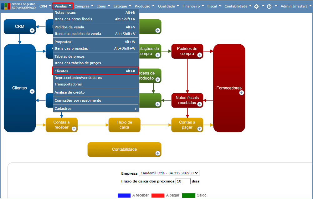 acessar tela clientes