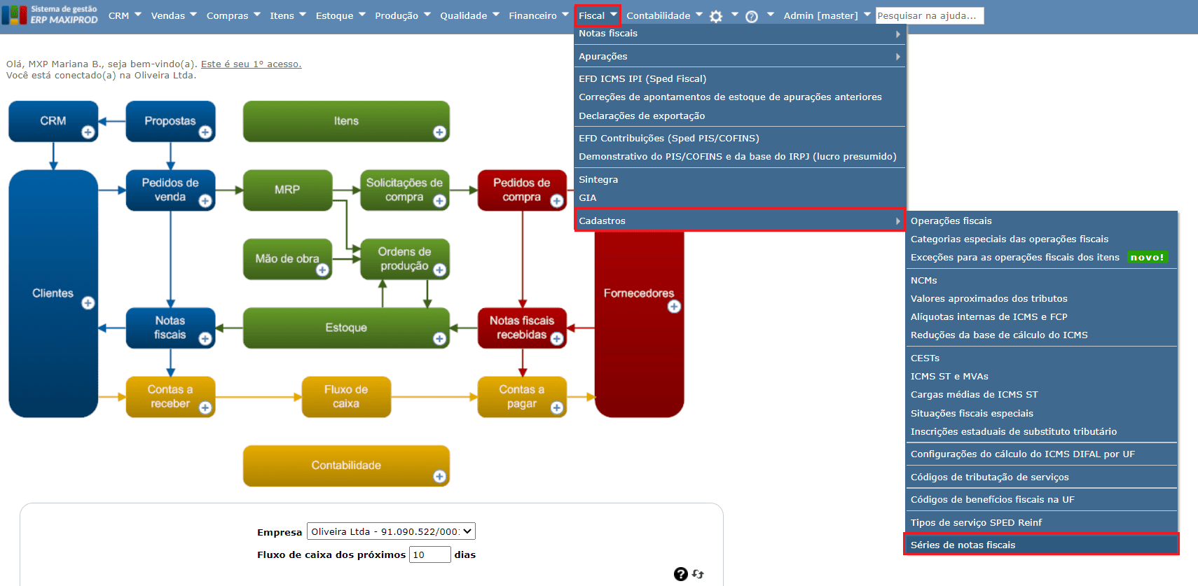 Fornecedor de terceirização - ERP MAXIPROD