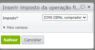 campo imposto ICMS difal comprador