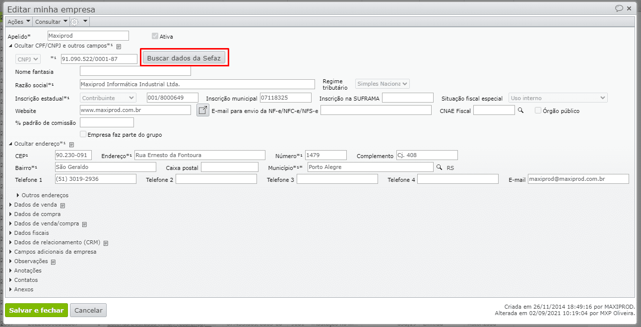 editar minha empresa