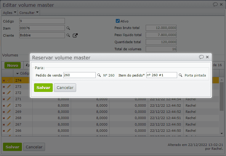 reservar volumes master