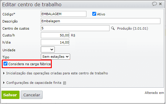 editar centro de trabalho