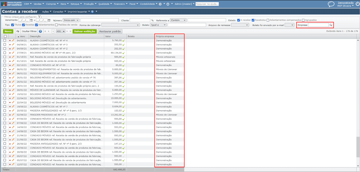 tela contas a receber 15