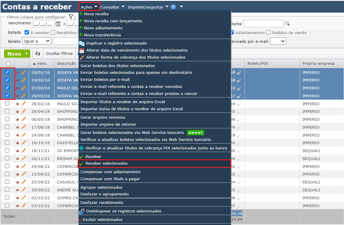 contas a receber_receber selecionados