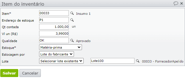 janela item do inventário