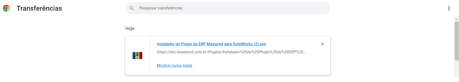 execute o arquivo "Instalador do Plugin do ERP Maxiprod para SolidWorks.exe"