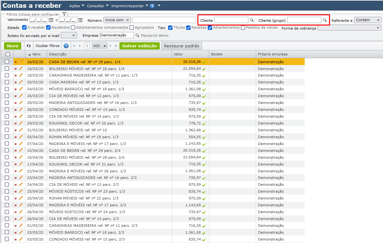 tela contas a receber 16