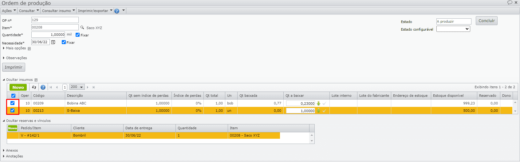 tela ordem de produção_insumos desejados