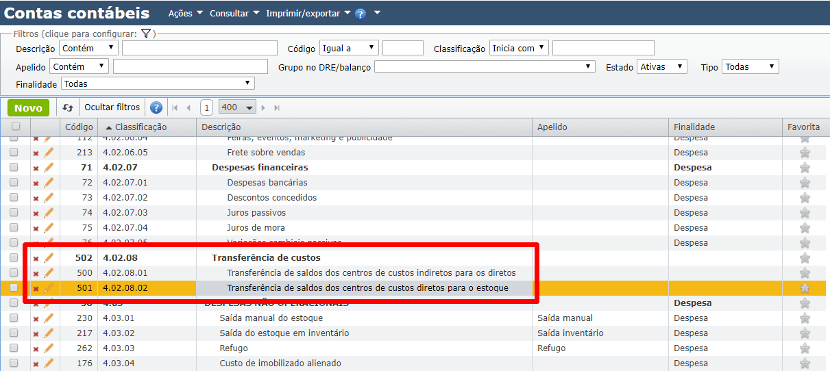 tela de contas contábeis_custeio industrial