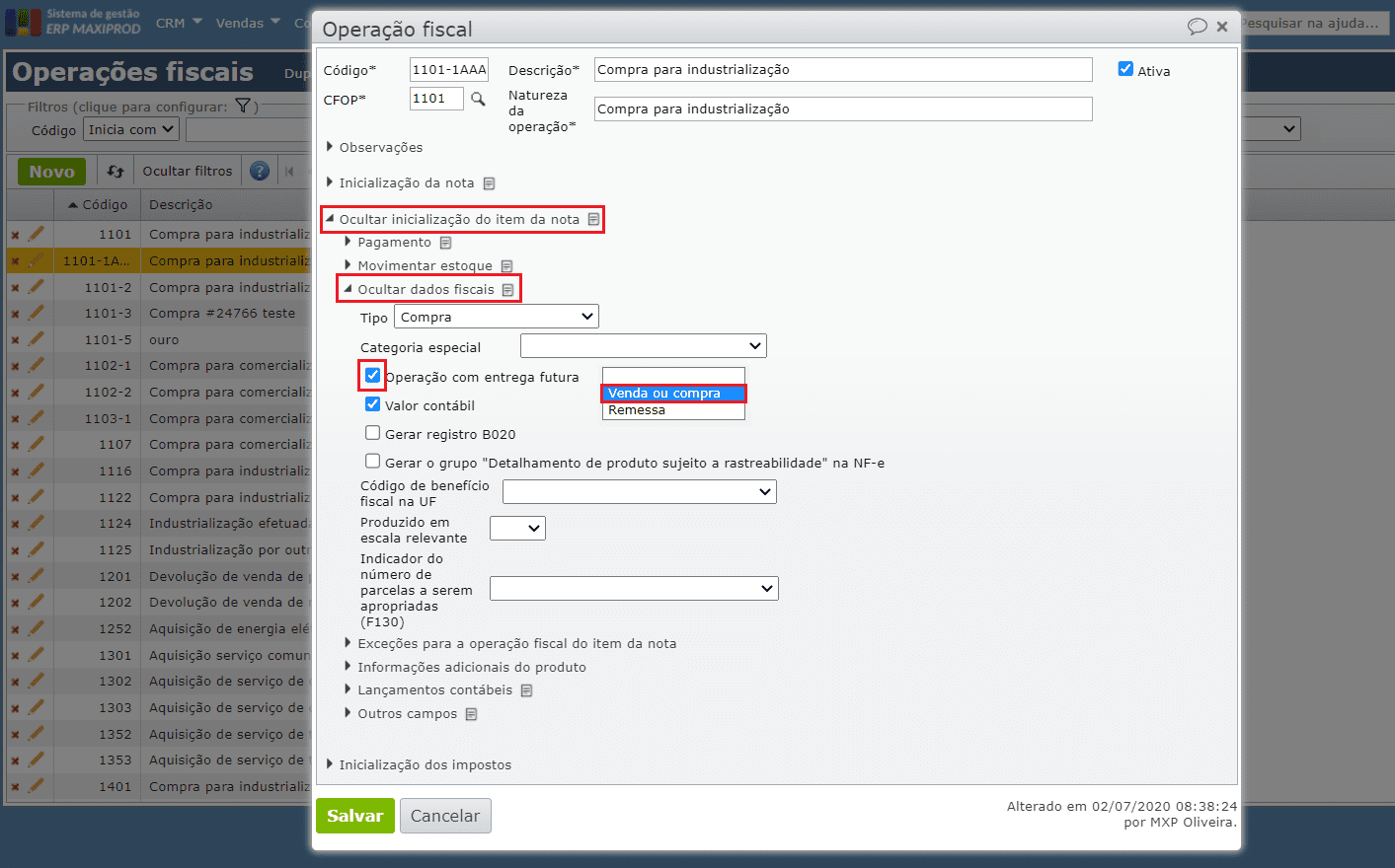 edição da Operação Fiscal