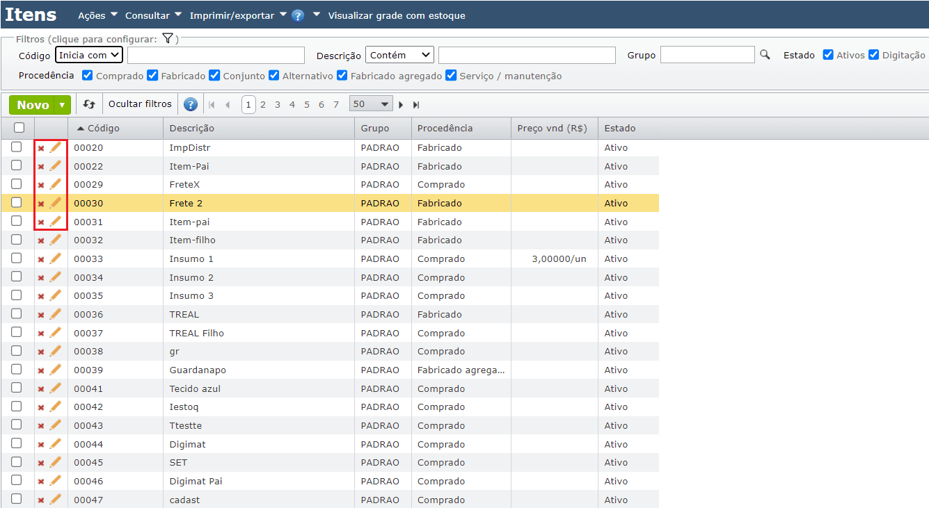 editar o item em que deseja definir o tipo de estocagem