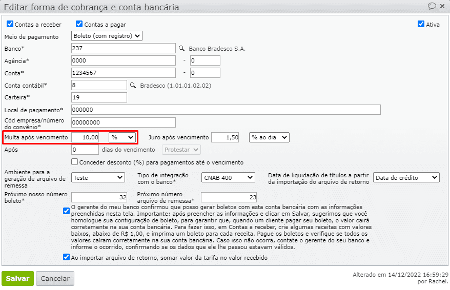 boletos bancários_editar conta bancária
