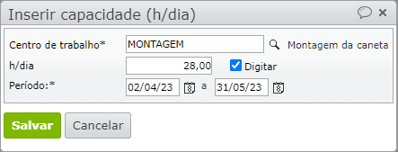 capacidade de horas de trabalho