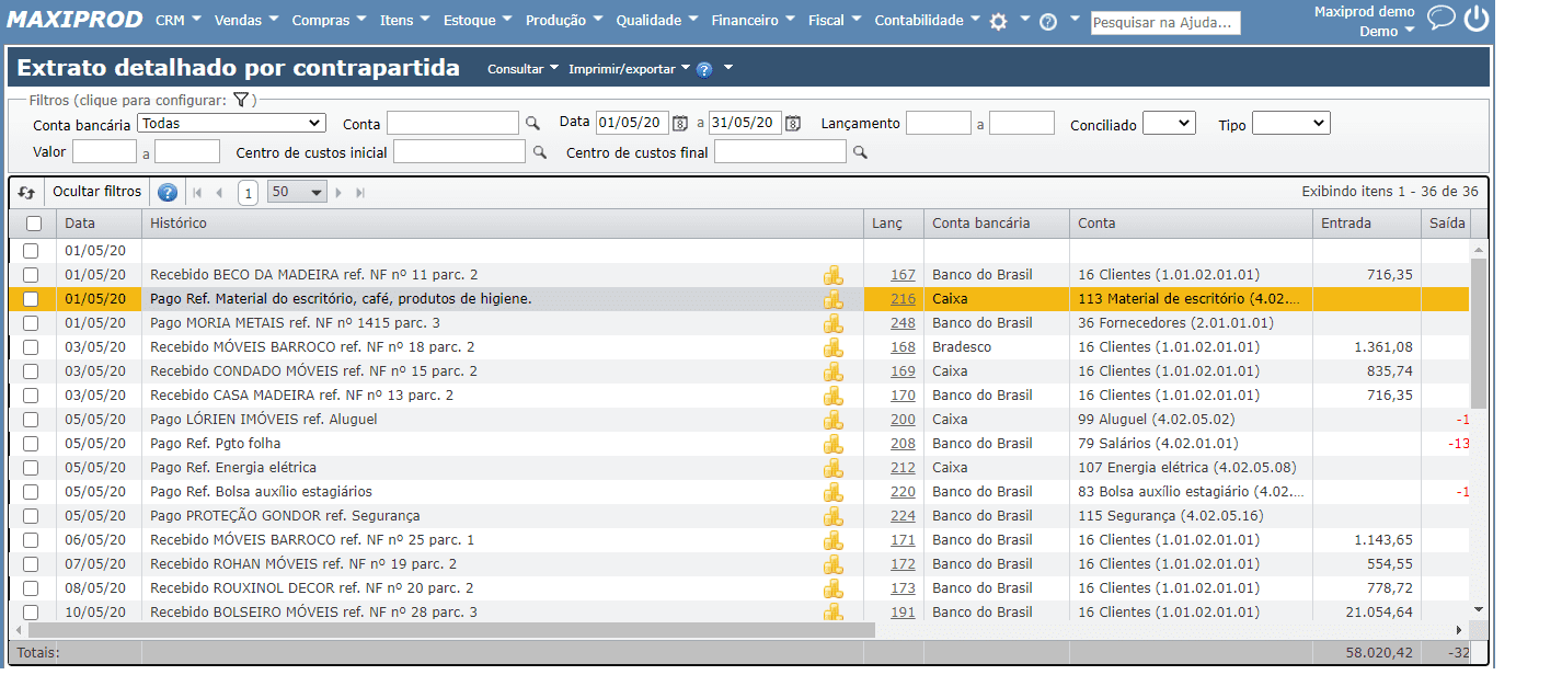 tela extrato detalhado por contrapartida 01