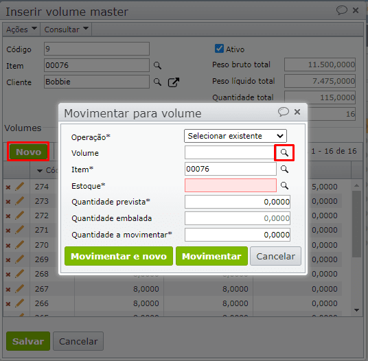 selecionar um volume existente
