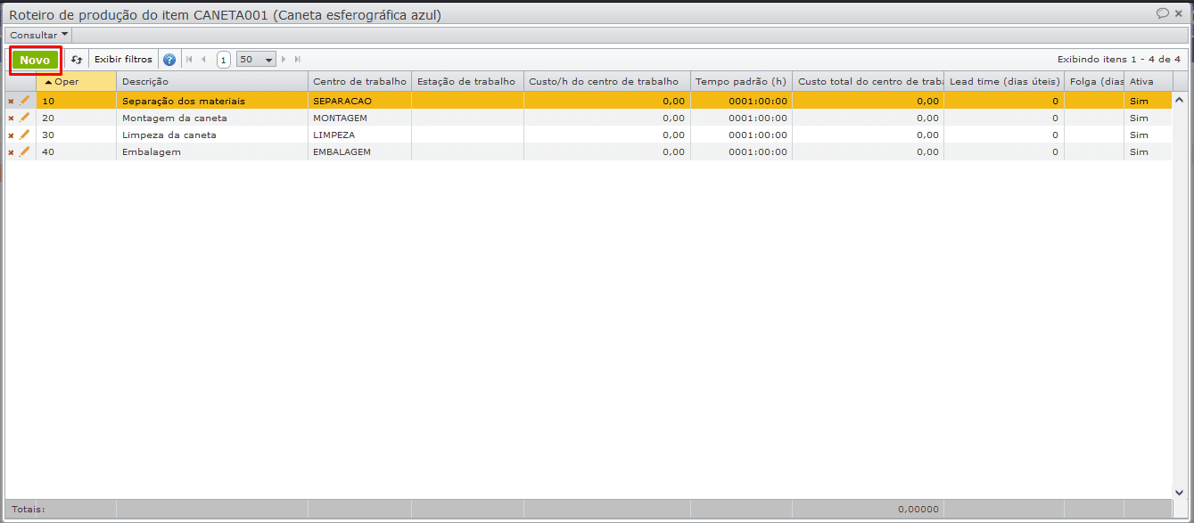 janela roteiro de produção do item