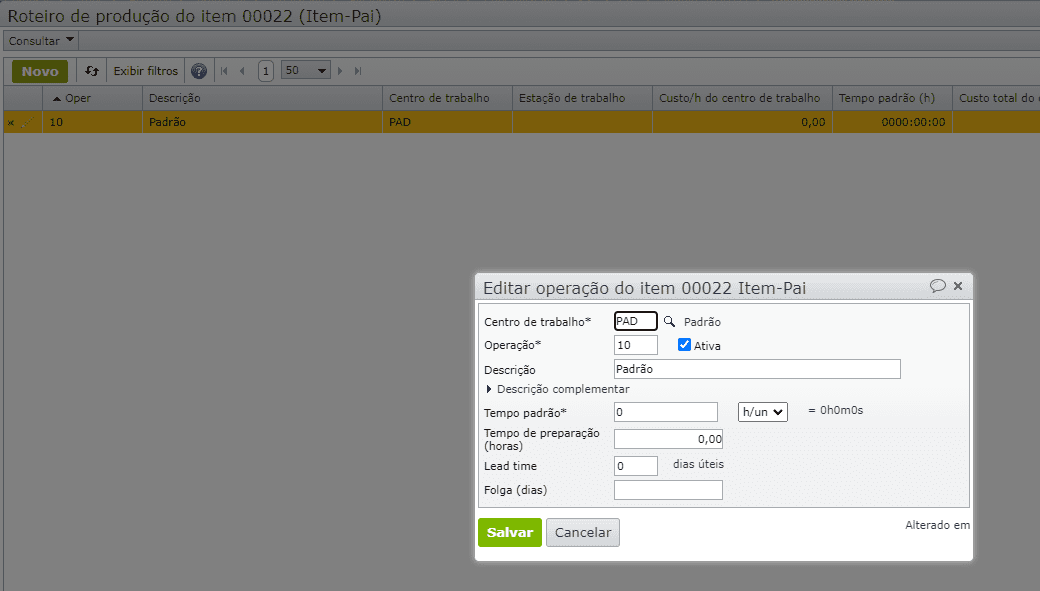 janela editar operação do item 00022