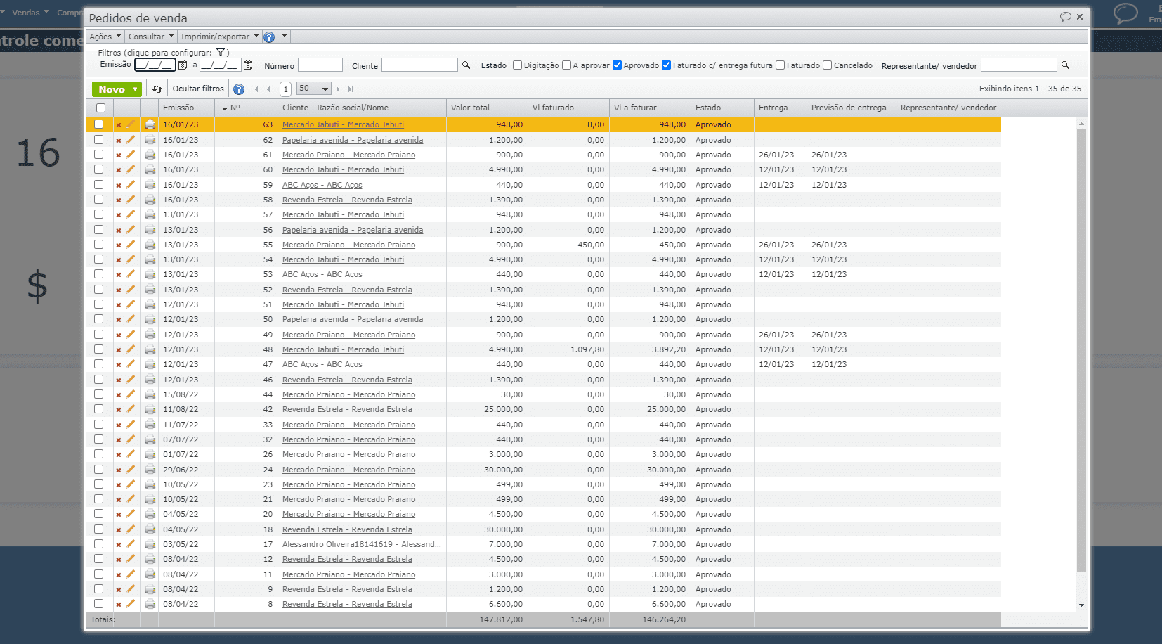 Valor total a faturar