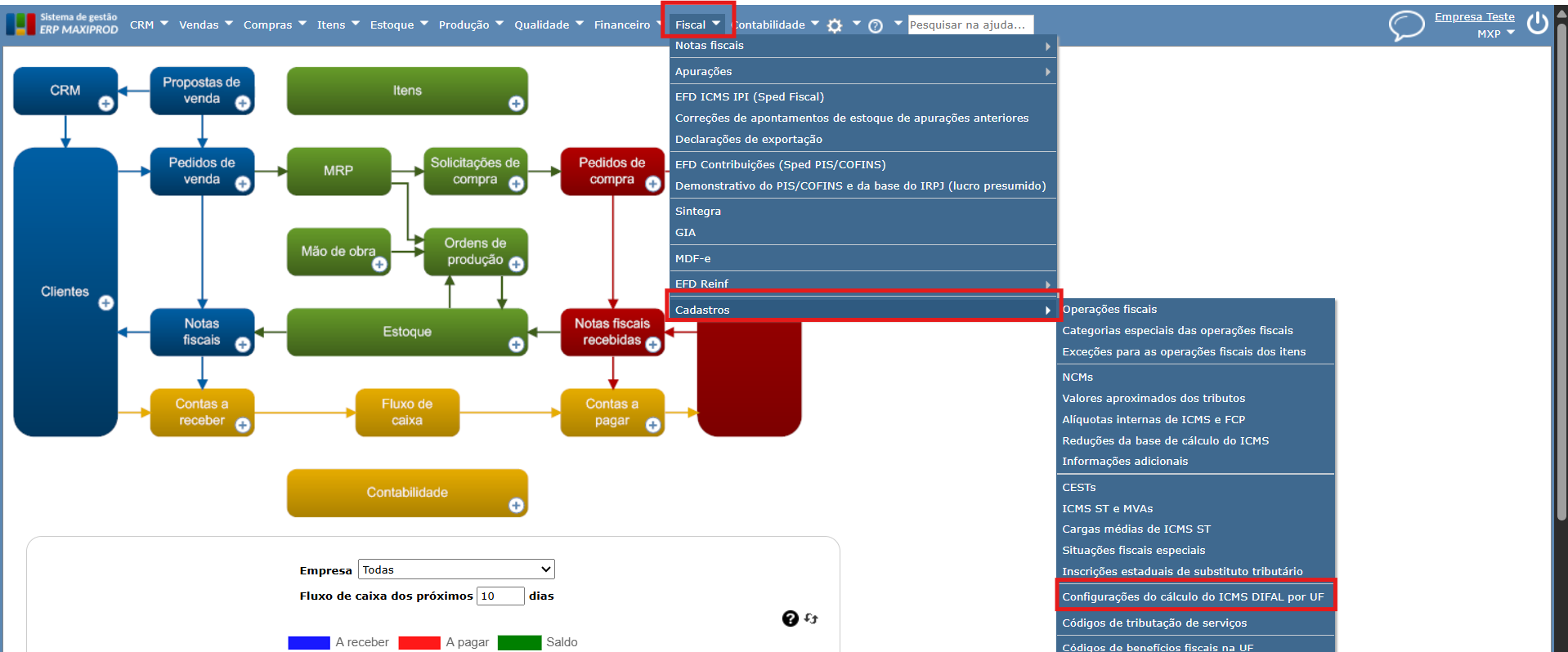 Configuração ICMS DIFAL