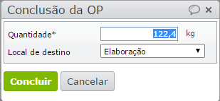 janela conclusão da OP