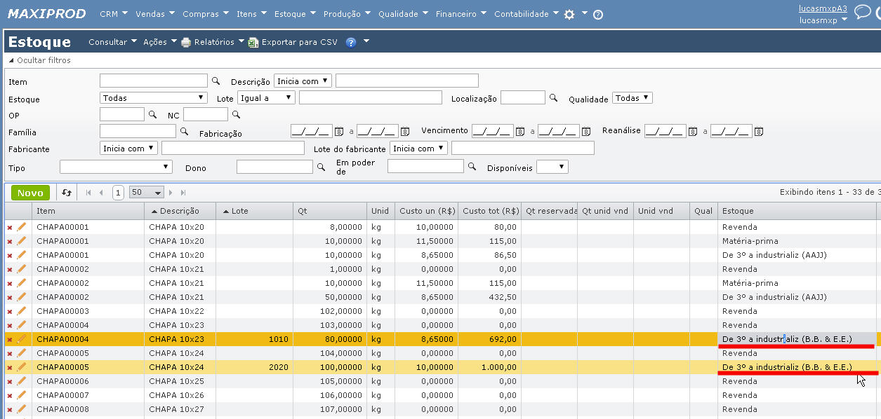 Fornecedor de terceirização - ERP MAXIPROD