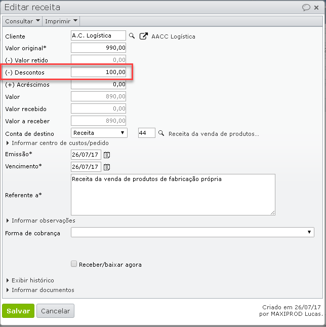 editar receita_campo descontos