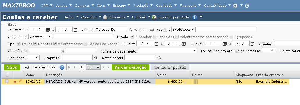 tela de contas a receber 5
