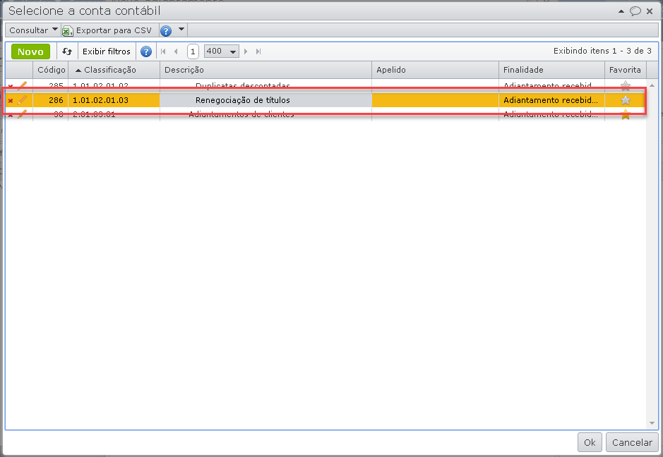 criar uma conta contábil