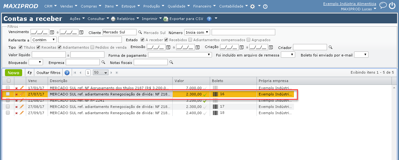tela contas a receber 13