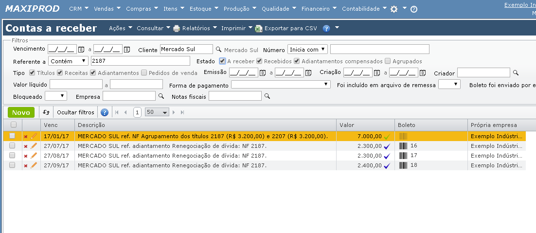 tela contas a receber 14