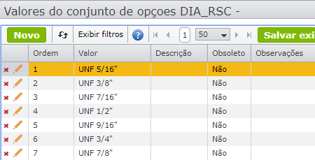 valores dos conjuntos de opções DIA_MNG