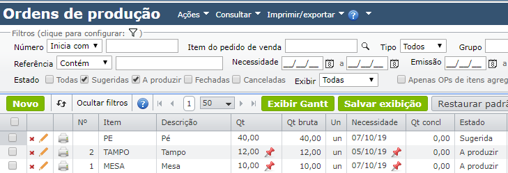 tela ordem de produção 