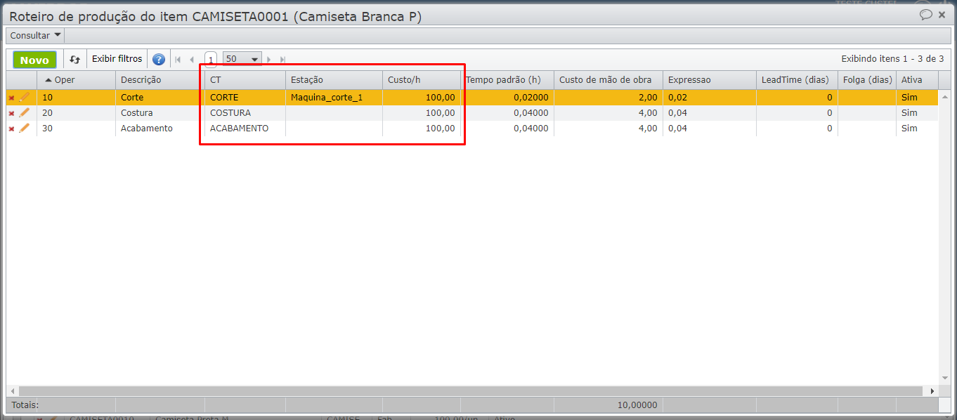roteiro de produção de uma camiseta
