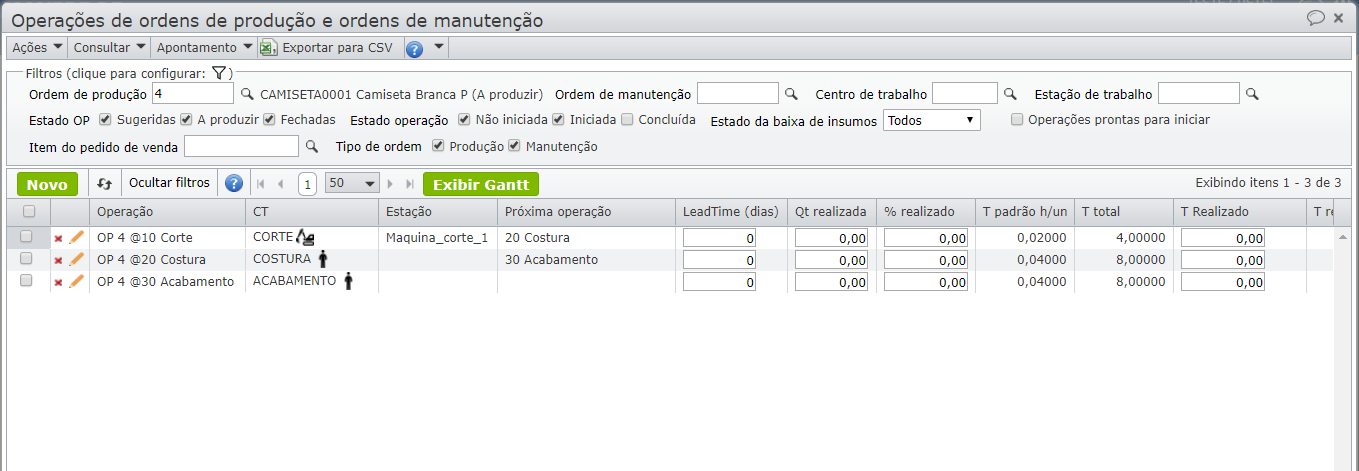 criar ordens de produção