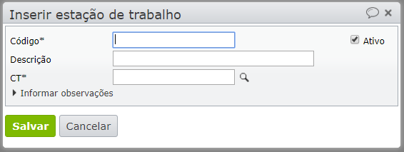 inserir estação de trabalho