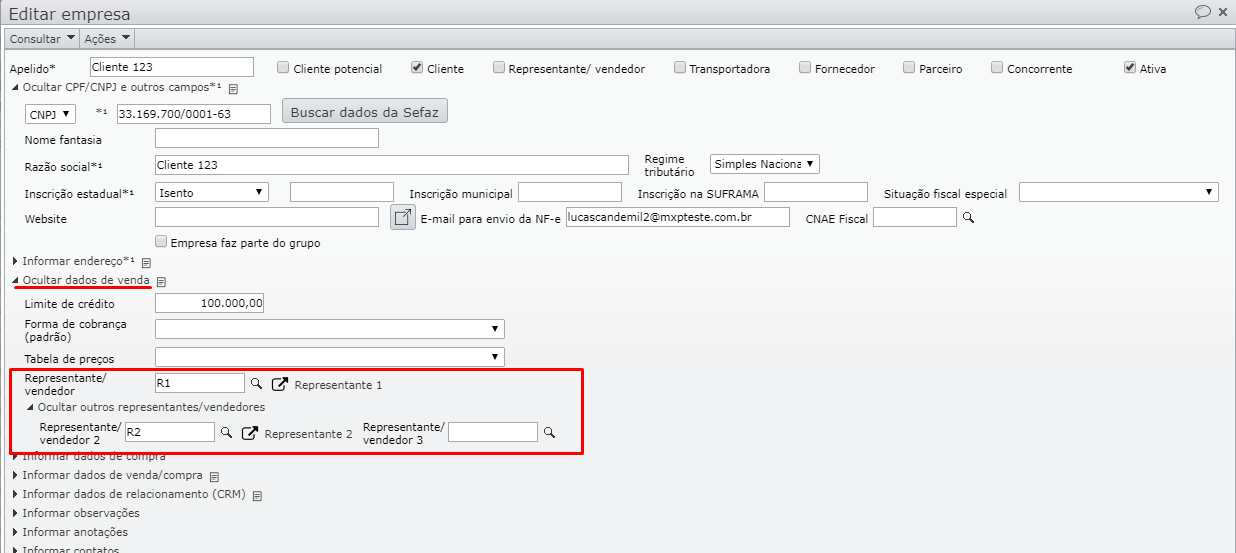tela de edição da empresa 1