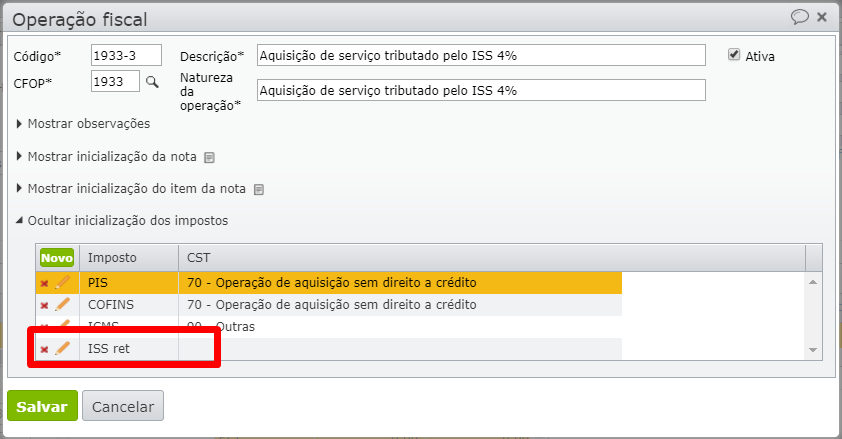 gerar retenções nas notas