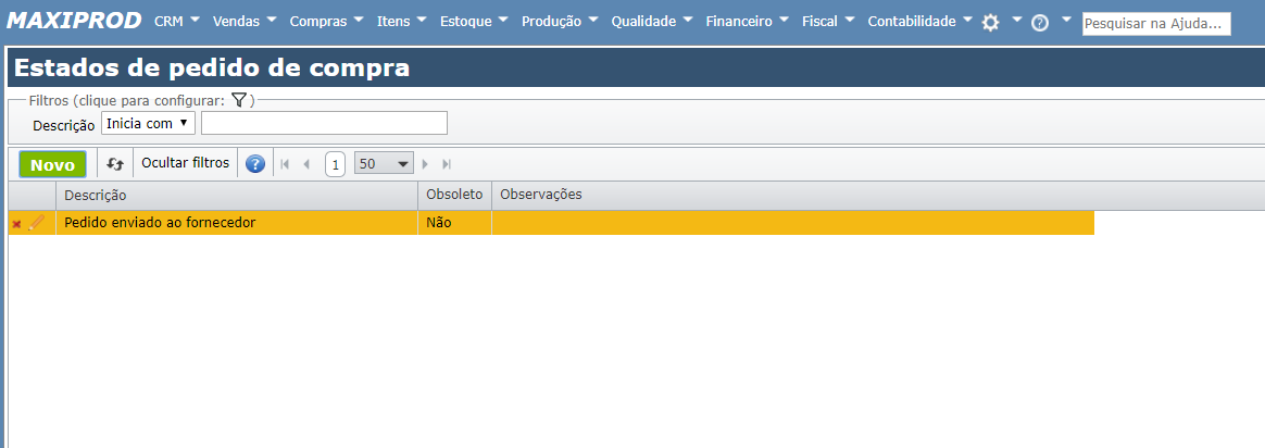 tela de Estados configuráveis