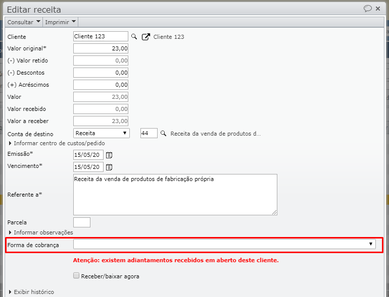 boletos bancários_editar receita