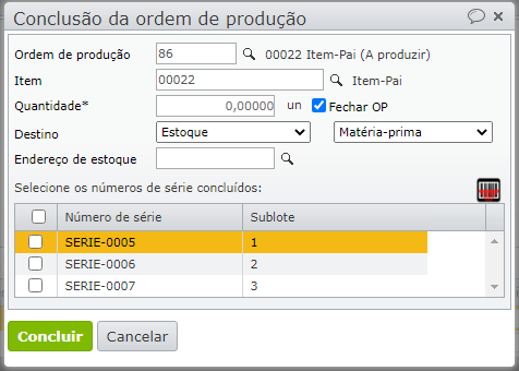 conclusão da ordem de produção 3