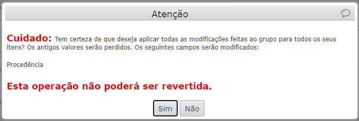 mensagem de atenção