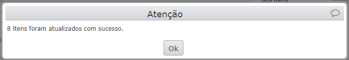 mensagem de itens atualizados com sucesso
