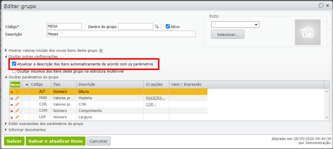 Descrição automática dos itens_editar grupo