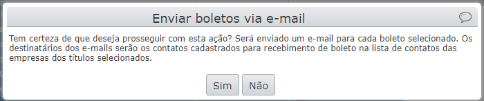 mensagem de envio de boletos via e-mail
