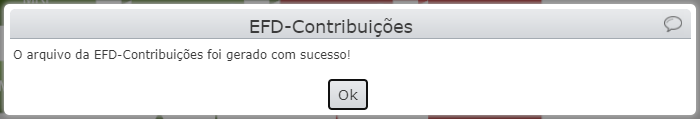 mensagem exibida após download do arquivo SPED Contribuições